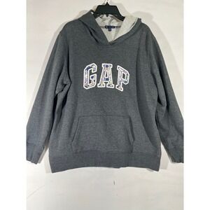 GAP 2012 Floral Logo Applique Pullover Hoodie Sweatshirt Women XXL Dark
Gray